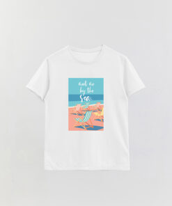 Meet Me By The Sea Printed Basic T-Shirt