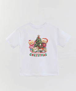 Teddy Christmas Printed Basic T-Shirt