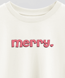 Xmas Pink Merry Printed Crop T-Shirt