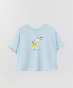 Coastal Zesty Sip Printed Crop T-Shirt