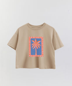 Summer Palm Printed Crop T-Shirt