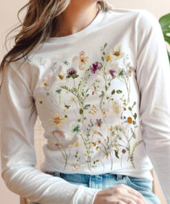 Long Sleeve Shirt With Pressed Flowers