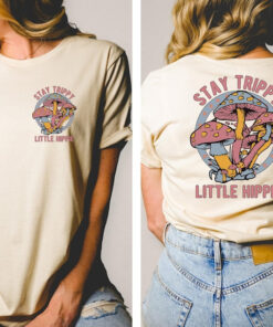 Hippie Shirt With Mushroom Print, Front And Back